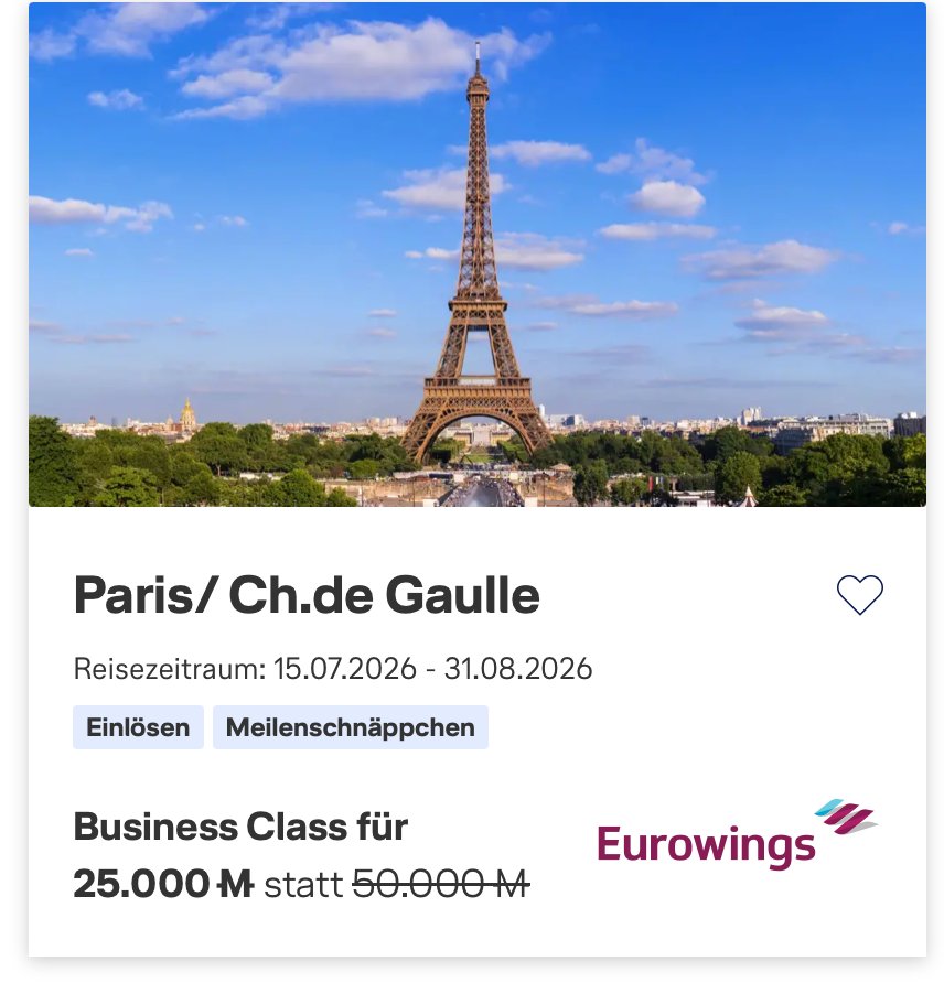 Meilenschnäppchen Paris – Business Class für 25.000 statt 50.000 Meilen